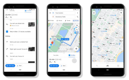 谷歌地图刚刚开启了更智能的共享单车导航