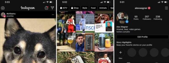 科技动态:适用于iPhone的Instagram更新了暗模式支持