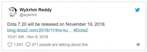 《Dota2》7.20版本更新时间公布 11月19日正式更新