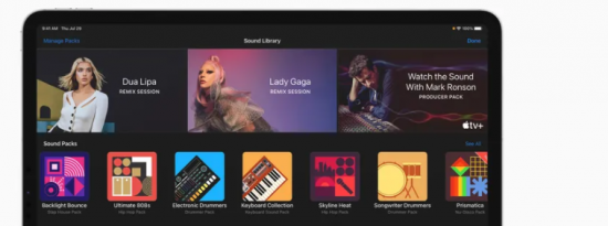 GarageBand可以重新混合 Lady Gaga 和 Dua Lipa 的曲目